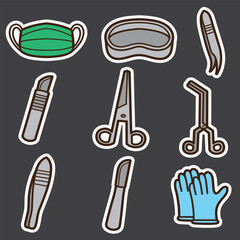 set of surgery tools good for sticker, badge, element design, icon, etc