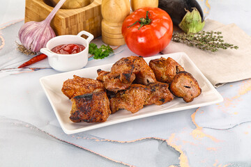 Grilled pork neck meat shashlik