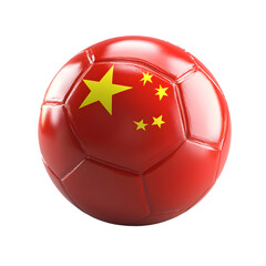 Fototapeta premium Soccer Ball with China Flag Isolated on White Background for Sports Marketing