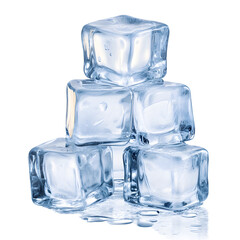 Obraz premium Translucent Melting Ice Cubes Stack Isolated on White Background