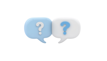 3d icon of two question marks isolated on transparent background