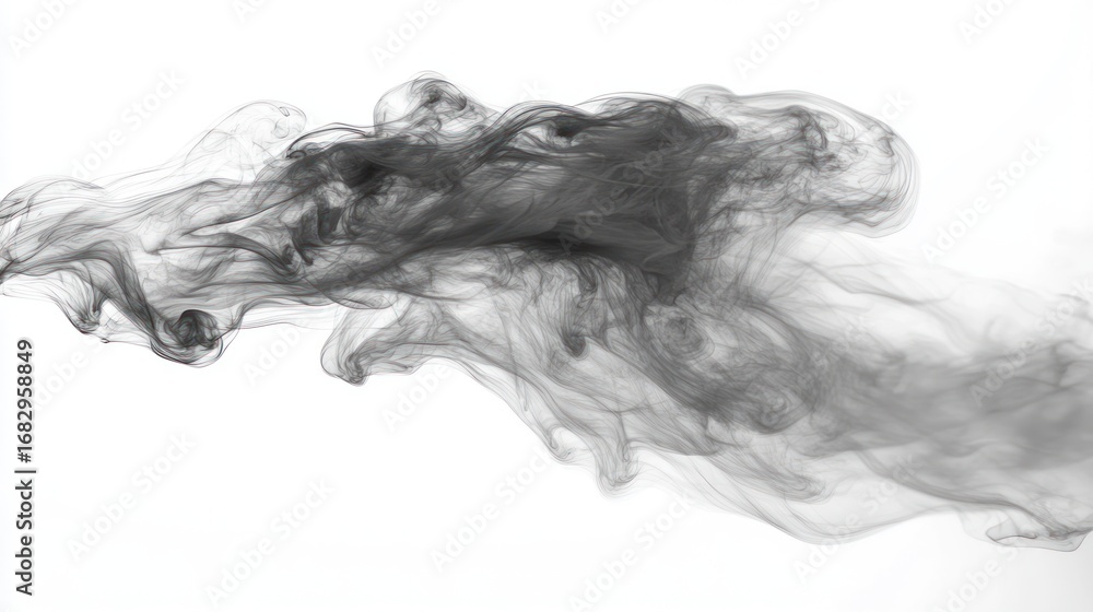 Poster abstract gray smoke flowing elegantly on a white background creating a mesmerizing effect