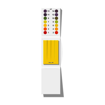 pH test paper strips litmus paper with colorful scale for acidity and alkalinity measurement isolated realistic 3d vector mockup top view, laboratory diagnostic tool for chemistry, scientific research