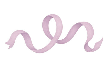 Delicate pink ribbon curving softly against transparent backdrop, lending elegant decorative accent for graphic design projects