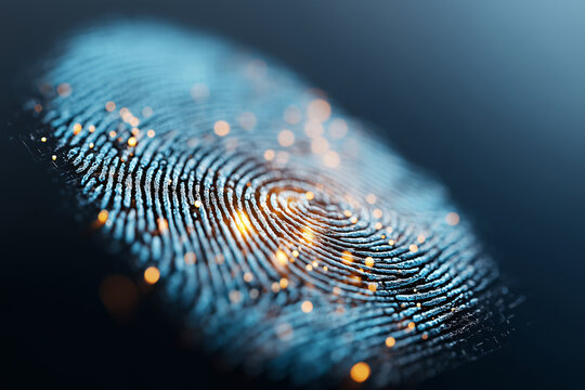 Close up, Digital fingerprint glowing, concept of identity verification