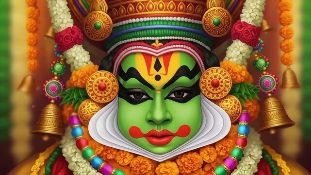happy onam festival vibrant kathakali performer traditional indian art
