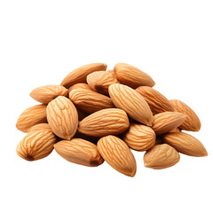 Fototapeta premium Fresh Almonds Pile on White Background for Healthy Snack and Nutty Recipes