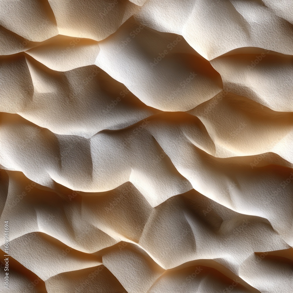 Poster highlighting the intricate creases of crumpled paper, this composition evokes tranquility and adds d