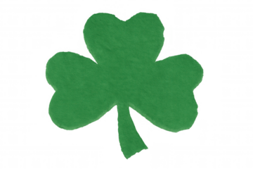 Vibrant green shamrock symbolizing saint patrick's day, transparent backdrop ideal for graphic design projects