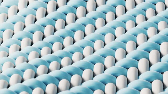 Blue wave cloth with microscopic detail, 3d rendering.