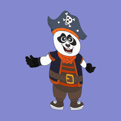 Cute Pirate Panda Cartoon Illustration