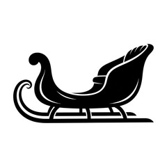  Sleigh Silhouette in Snowy Night Scene, Classic Holiday Decoration, Winter Landscape Illustration