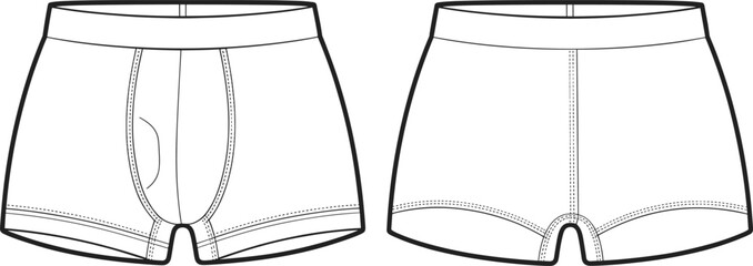 Front and back view of men's boxer brief underwear line art boxer briefs men's underwear