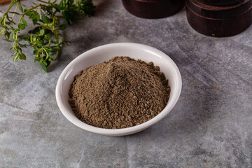 Ground dry black pepper powder
