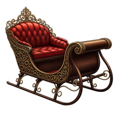 Elegant Luxury Sleigh with Upholstered Seat and Intricate Carving