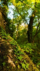 Lush forest floor with ivy