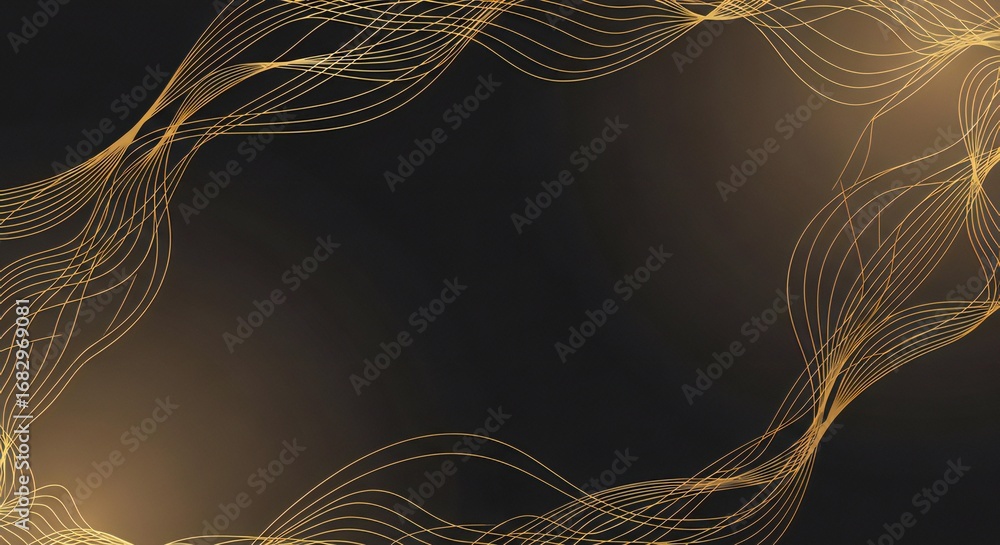 Poster elegant gold wave lines on a dark backdrop create a stunning modern design element for luxurious bra