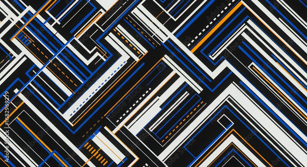 Poster dynamic geometric abstract design with bold lines and vibrant colors, perfect for modern branding an