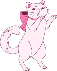 White Cat with Ribbon