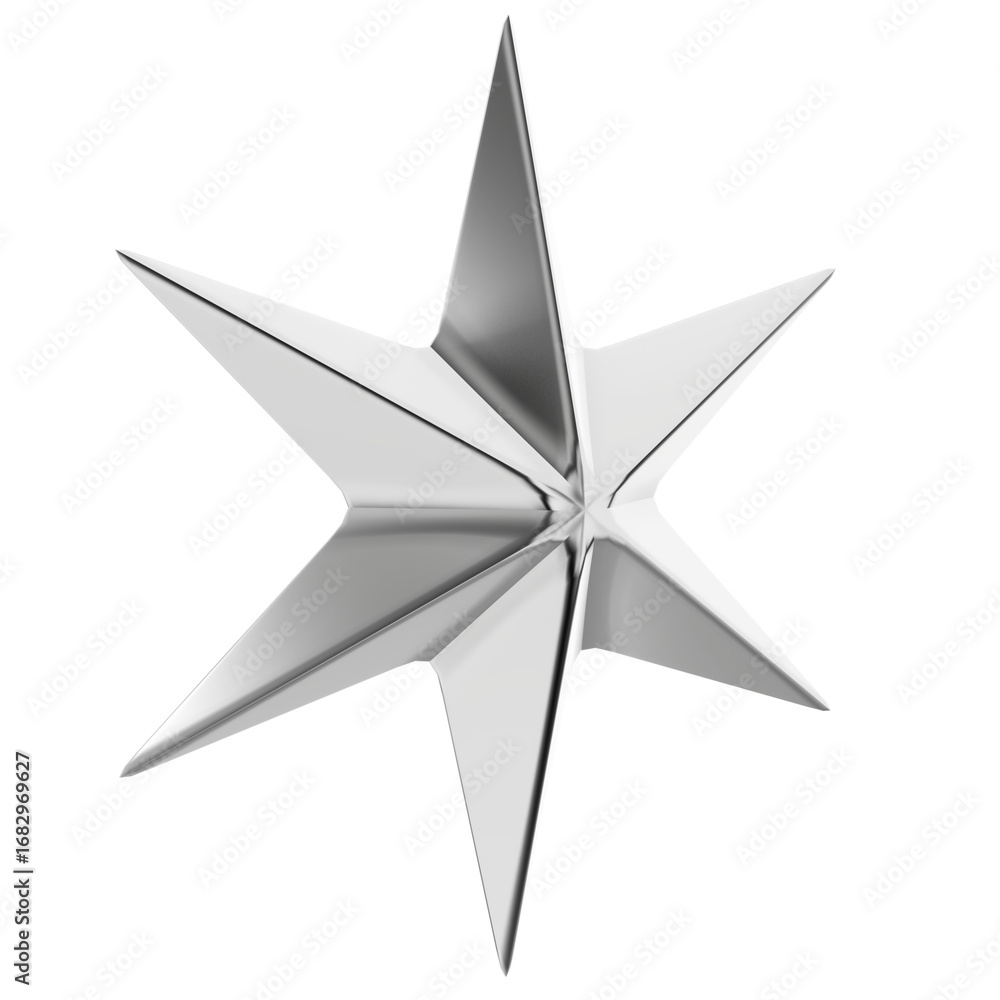 Poster a sculptural 3d render of an abstract six-pointed star. the fluid, elegant shape and polished finish