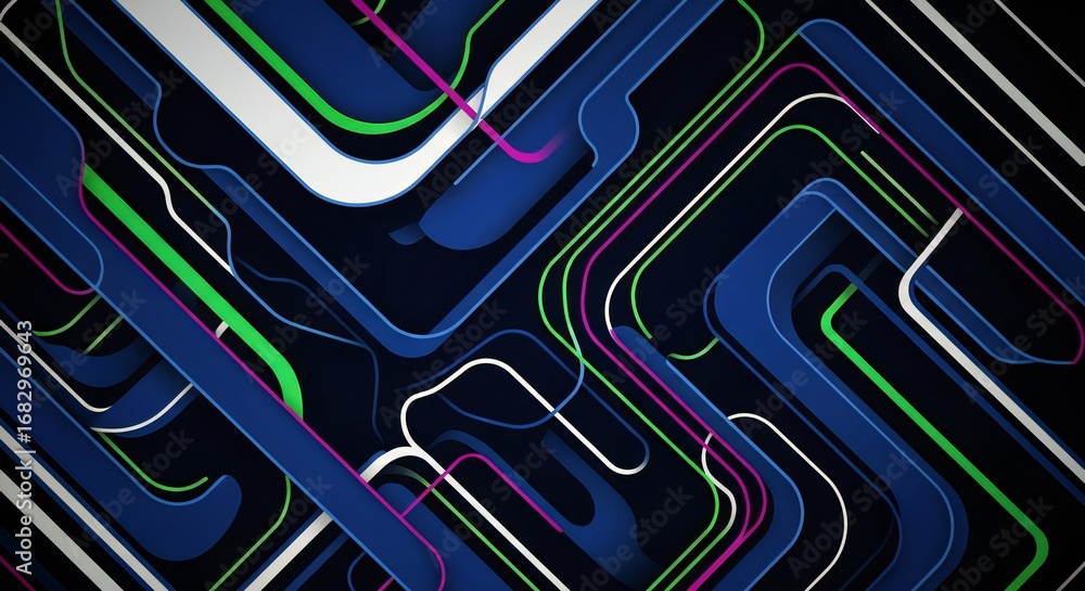 Poster dynamic abstract 3d lines and shapes create a modern, vibrant background perfect for design, technol