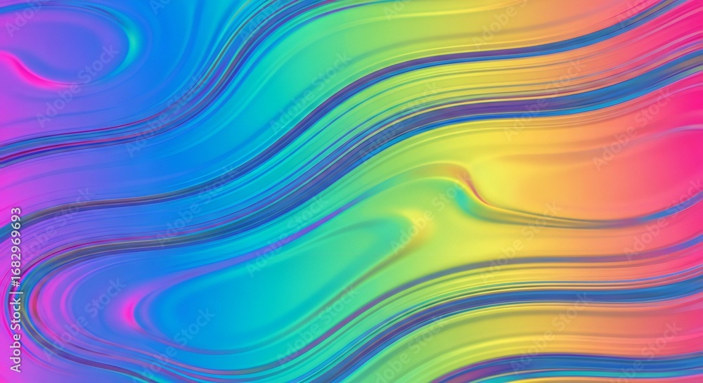 Poster vibrant and colorful abstract fluid art with dynamic wavy lines, perfect for modern design projects,