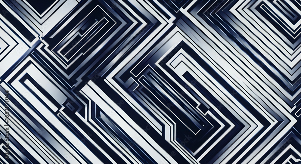 Aufkleber dynamic geometric pattern with abstract lines in navy and white, perfect for modern design and brand