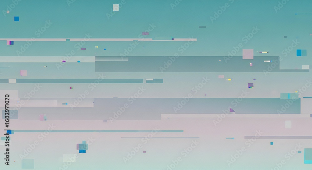 Poster abstract geometric composition with glitch effect, creating a modern, digital aesthetic perfect for 
