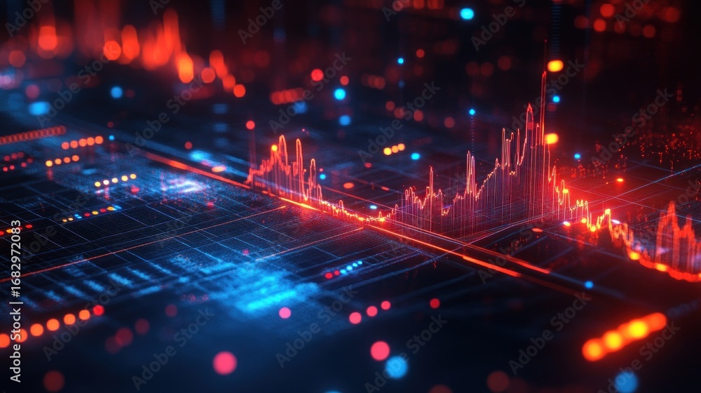 Aufkleber dynamic abstract digital graph lines for data and financial analysis