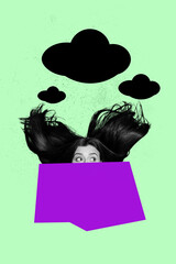 3d sketch image vertical collage of happy girl guy stand bubble communication speech text box chat dialogue conversation