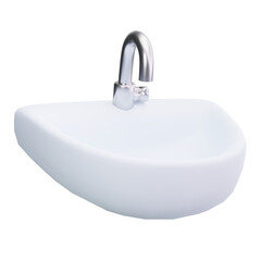 3D White Sink with Silver Faucet