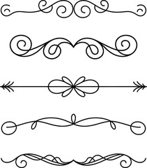 filigree Elegant decorative flourishes and ornate borders, ornamental dividers with scrollwork for design elements, Fancy Line curve lettering, header separator scroll