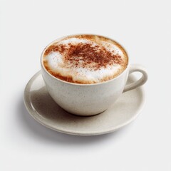 Fototapeta premium Creamy cappuccino in a light beige mug