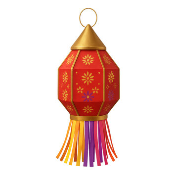 Decorative Diwali lantern, copper, crimson hues