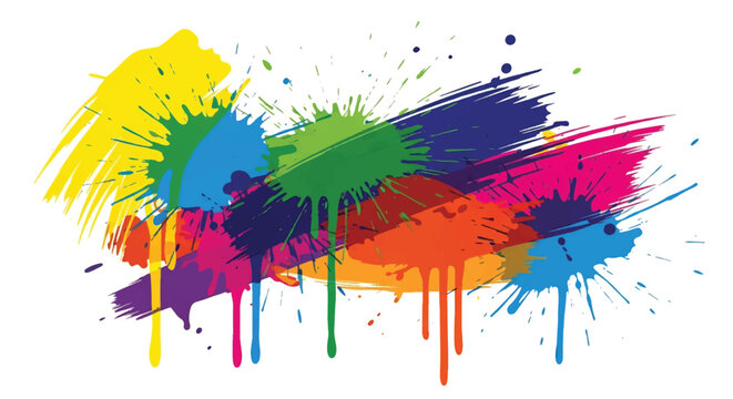 Adobe illustrator artwork vector illustration. Vibrant abstract paint splatters with colorful drips, perfect for backgrounds, artistic designs, and creative branding projects