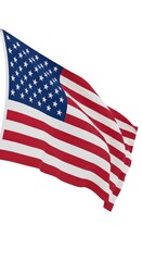 American flag waving isolated on white background with realistic fabric texture