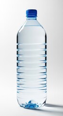 Clear plastic water bottle isolated on white background