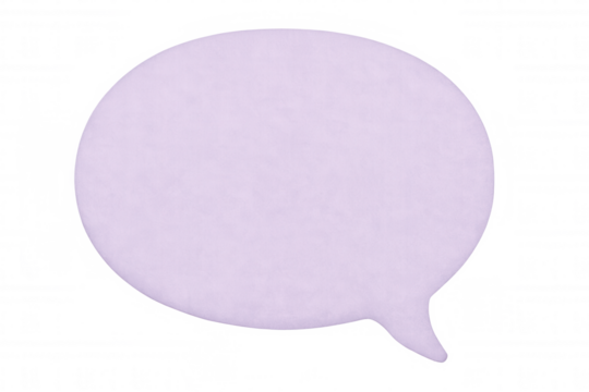 Purple speech bubble hovering over transparent surface, symbolizing communication, dialogue, idea exchange