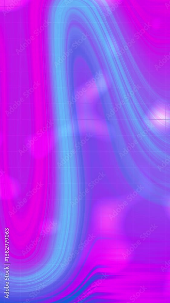 Aufkleber fluid neon blue and pink shapes flow dynamically across a gridded background. this vibrant 4k video 
