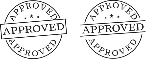 Approved stamp seal icon set.approved rubber stamp icon isolated on white background. approved stamp circle graphic guarantee seal certification document approval stamp icon vector.