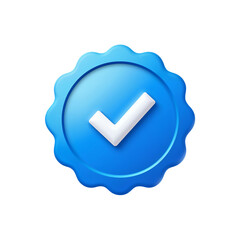 3d icon of blue verified badge isolated on transparent background