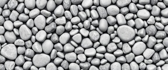 Seamless black & white vector stone patterns; smooth pebbles, cobblestones, rounded shapes for design,  abstract,  element