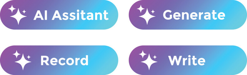 AI Assistant button. generate, record and write with ai. abstract glowing button. Chatbot assistant. web, neural network symbol. representing technology and business
