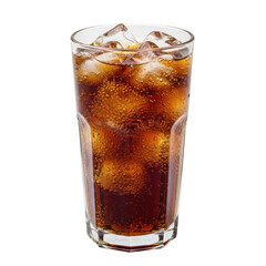 Glass of cola with ice isolated on transparent background