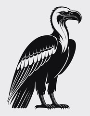 Fototapeta premium Vulture Bird Vector Logo in Minimalist Black and White, Simple Design Ideal for Wildlife Branding and Nature Illustration 