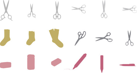 Assorted scissors, socks, and stationery items craft scissors