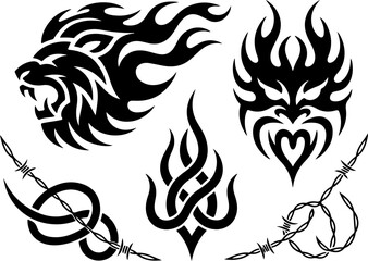 Obraz premium Tribal Lion Spirit Tattoos Vector Bundle