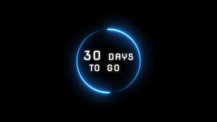 30 days countdown timer animation. Neon days to go animation. - Powered by Adobe
