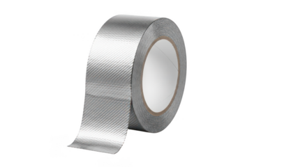 A roll of silver duct tape roll on transparent background