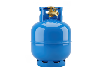 A blue propane tank isolated on transparent background